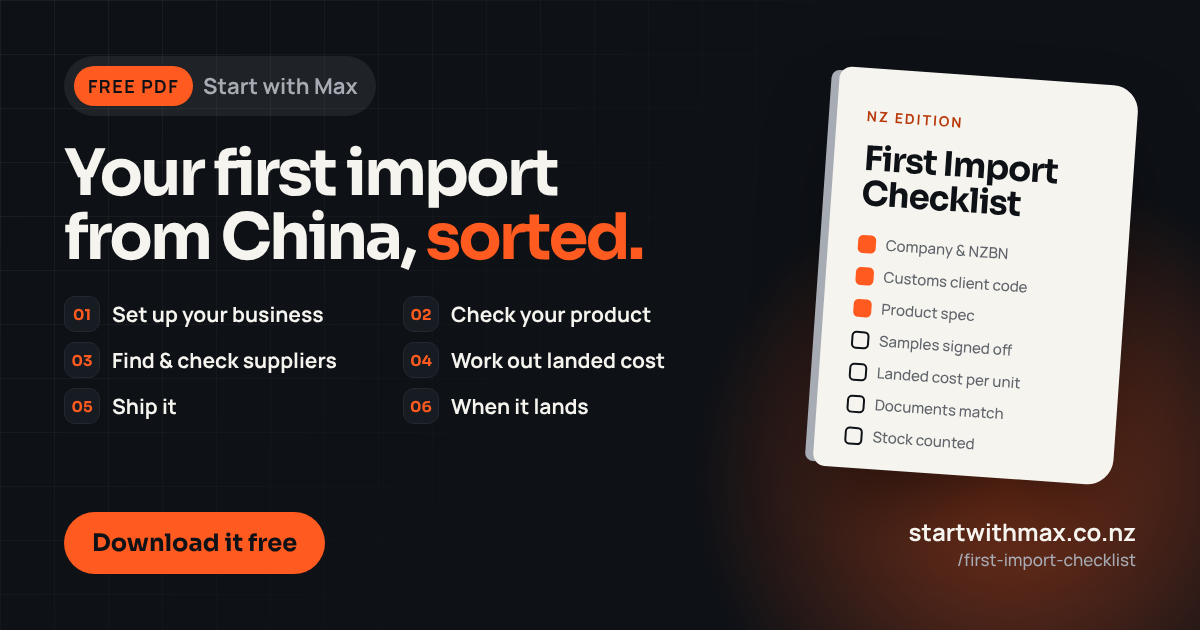 Free First Import Checklist (NZ edition) from Start with Max